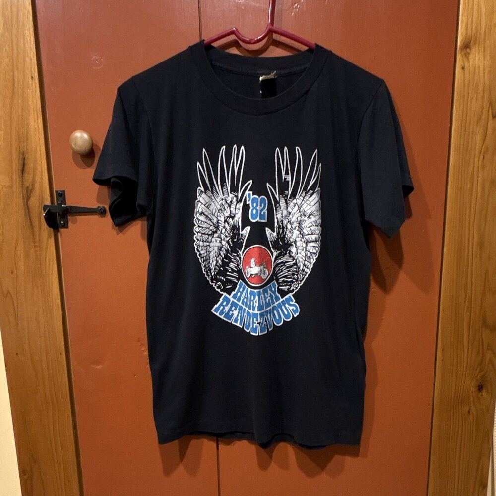 Vintage 1982 HARLEY Davidson RENDEZVOUS Size M Men’s Tshirt Single Stitch